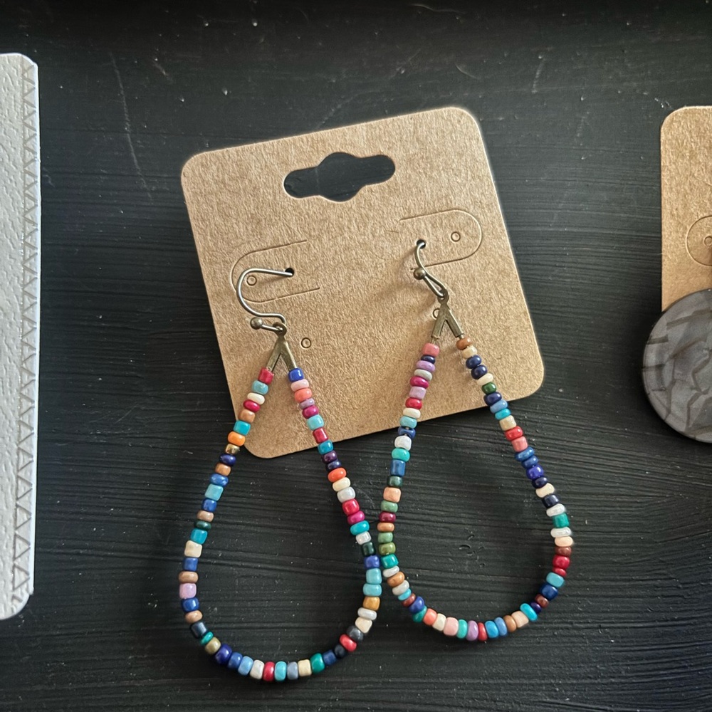 Multicolor Beaded Teardrop Earrings